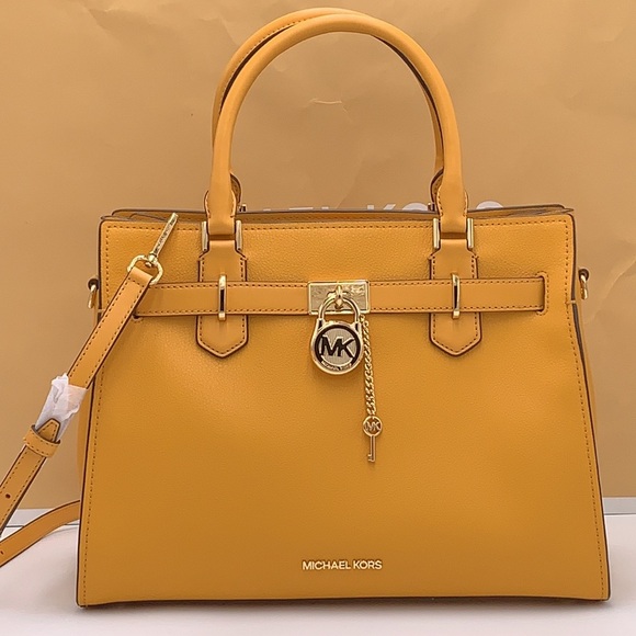 MICHAEL KORS HAMILTON MEDIUM SATCHEL   COLOR: GOLDEN ROD NWT - Picture 3 of 15